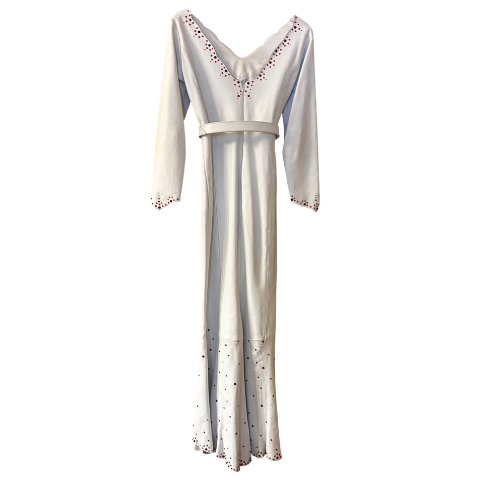 Western Lambskin Cowgirl Leather Maxi Dress Crystal Studded Rodeo Festival - Picture 16 of 16